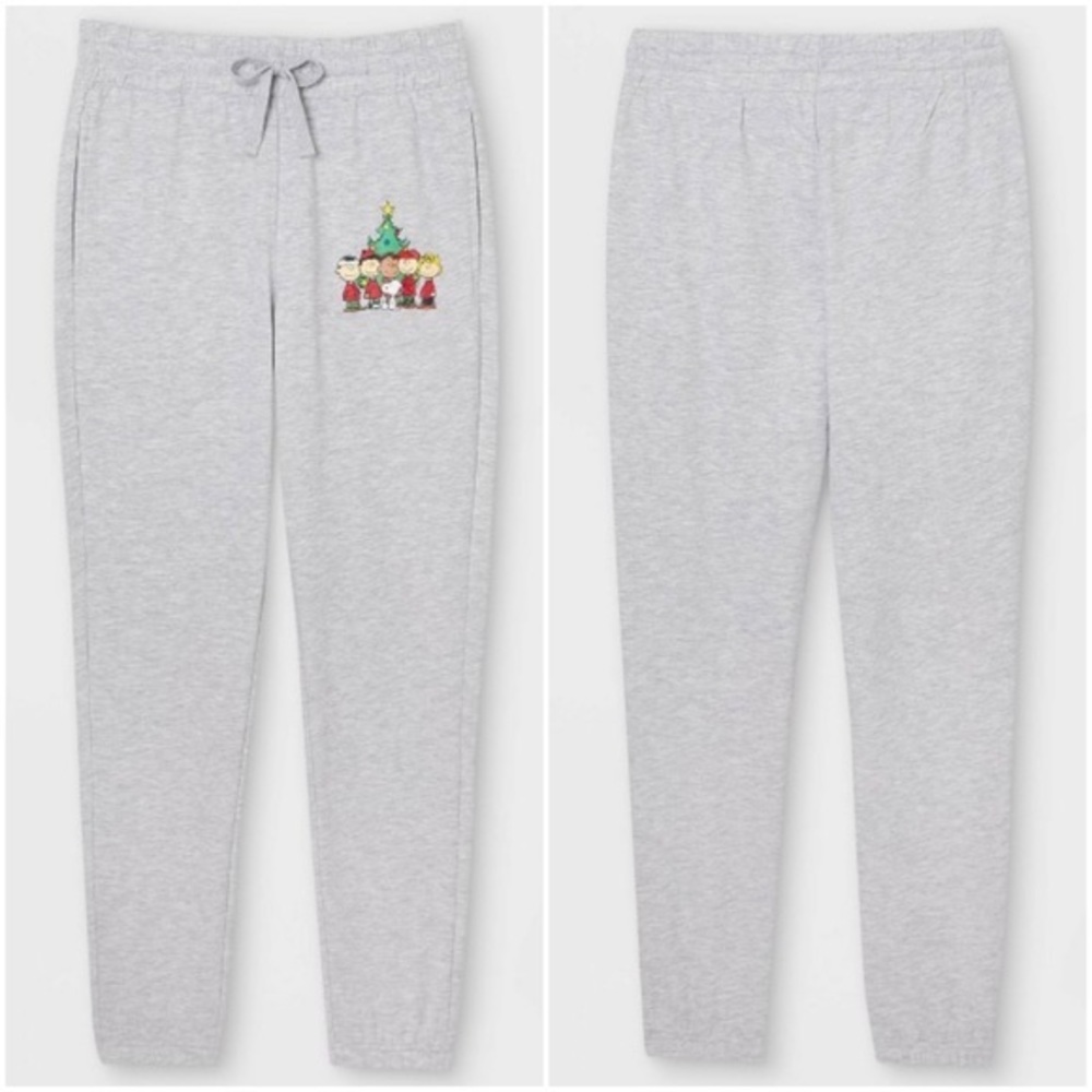 Unisex Adult Peanuts Snoopy Holiday Elastic Waist Drawstring Jogger Sweat Pants